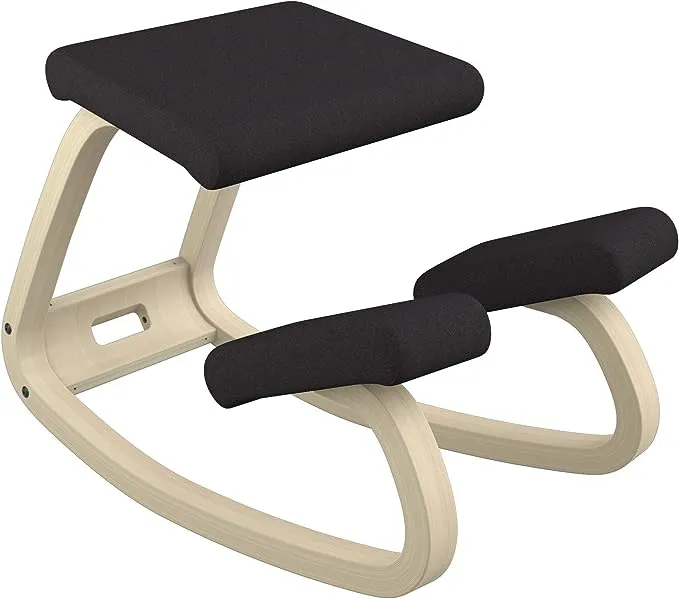 Varier Variable Balans Original Kneeling Chair Designed by Peter Opsvik (Black Revive Fabric with Black Ash Base)