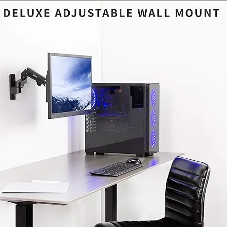 VIVO Premium Aluminum Single LCD Monitor Wall Mount for Screens up to 32 inches, Pneumatic Adjustable Arm fits up to VESA 100x100, MOUNT-G100B