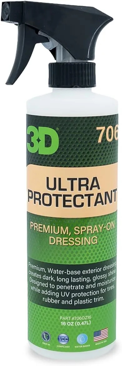 3D Ultra Protectant Tire Shine - Long Lasting, High Shine Tire Spray - Excellent Protectant for Rubber & Vinyl 16oz.