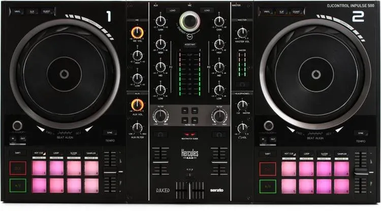 Hercules DJControl Inpulse 500 2-Deck USB DJ Controller with Stand Bundle