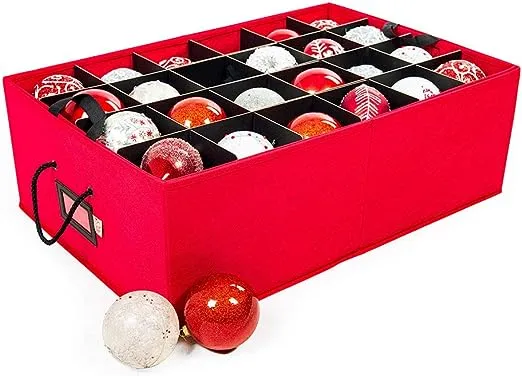 48" 4" Christmas Ornament Storage Box With Dividers - Contemporary - Holiday Storage - by TreeKeeper, Santa's Bags, Village Lighting Co. | Houzz