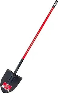 Bully Tools 92515 12-Gauge Round Point Shovel with Fiberglass Long Handle