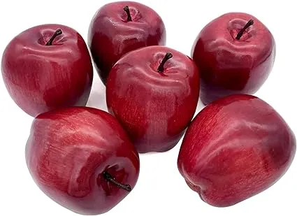 Lorigun Artificial Apples Fake Fruits Red Delicious Apples for Decoration, Decorative Fruit, Faux Big Red Apples 6 Pcs