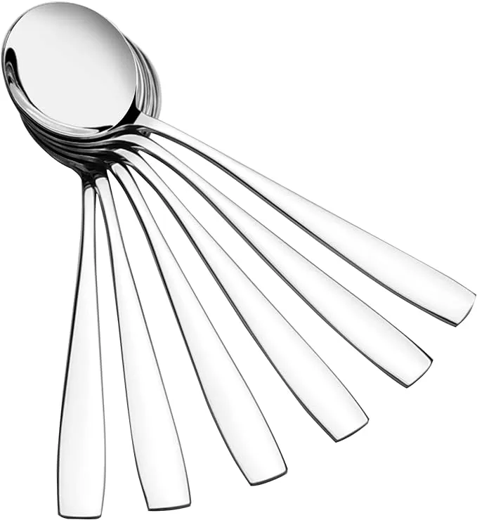 12 Piece Round Soup Spoon Stainless Steel Bouillon Spoon