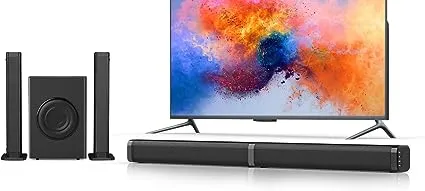 Puxinat 2 in 1 Separable Sound Bars for TV with Subwoofer, Bluetooth 5.0 Surround Sound System for Home Theater, ARC/Optical/Aux/USB TV Speaker, Treble/Bass Adjust, 10 EQ Modes, Remote Included