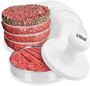 Porcelain Burger Press 5&#034;- Round Burger Smasher for Grilling Evenly Stuffed B...