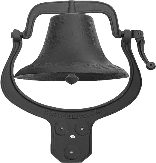 Stark Vintage Large Cast-Iron Farmhouse Dinner Bell School Church Dinner Liberty Bell Farm Bell, Black