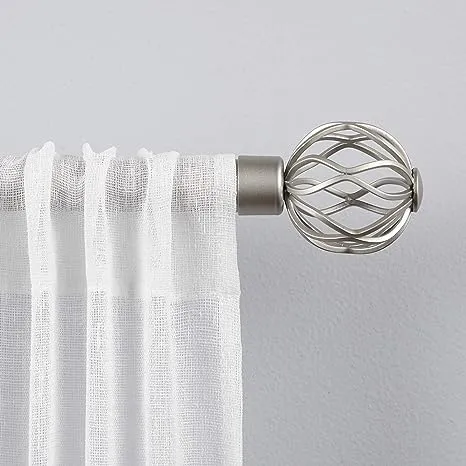 Exclusive Home Ogee 1&#034; Curtain Rod and Coordinating Finial 36-72 Matte Silver