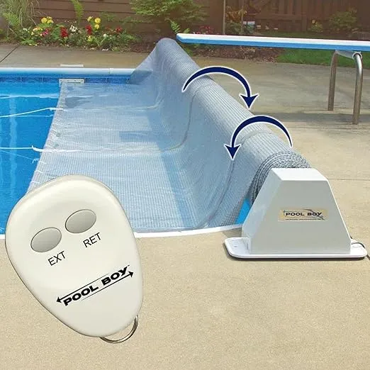 Pool Boy 1 Powered Pool Solar Blanket Reel - Extends and Retracts on The Click of a Button - Works on Inground Pools Up to 20 Feet Wide and 40 Feet Long - 3 Year Prorated Warranty