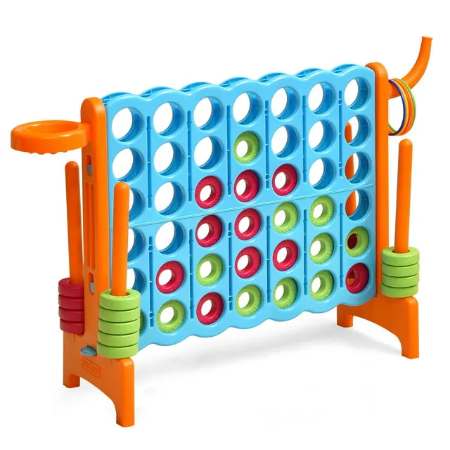 4-in-A Row Giant Game Set w/Basketball Hoop for Family