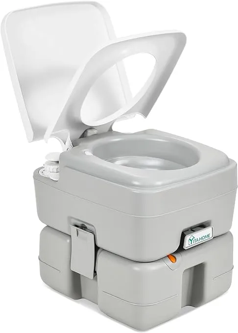 YITAHOME Portable Toilet 3.96 Gallon, Travel RV Potty with T-Type Water Outlets, Anti-Leak Handle Water Pump, Rotating Spout, for Camping, Boating, Hiking, Trips