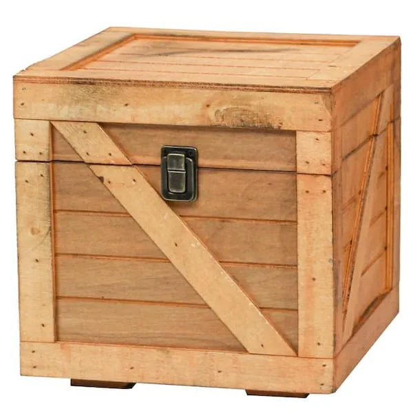 Vintiquewise Stackable Wooden Cargo Crate Style Storage Chest, Light Brown