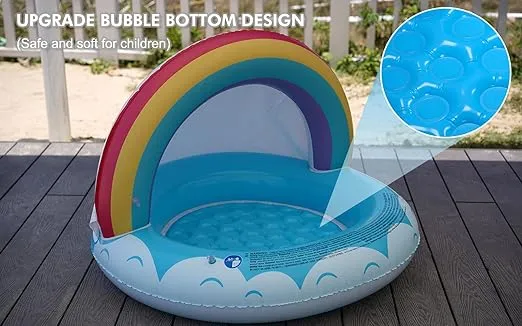 BigMouth Inc Inflatable Kiddie Pool, Blow Up Kid Swimming Pool for Backyard, Small Swim & Splash Pool for Kids - Rainbow, 5 Feet Wide