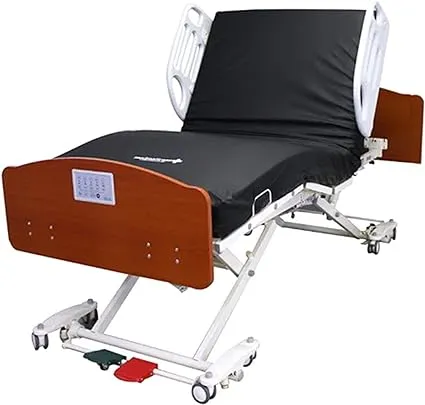 HomeCare Hospital Beds HC107 Hi-Low Hospital Bed Set - Cherry (MedMattress Pro Mattress, 80" x 36")