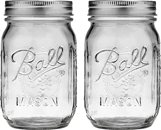 Ball Glass 389579 Pint Regular Mouth Mason, 2 Count (Pack of 1), ClearBall Glass 389579 Pint Regular Mouth Mason, 2 Count (Pack…