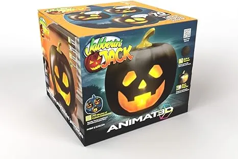 ANIMAT3D Jabberin' Jack XL Talking Animated Black Pumpkin with Built in Projector & Speaker Plug'n Play