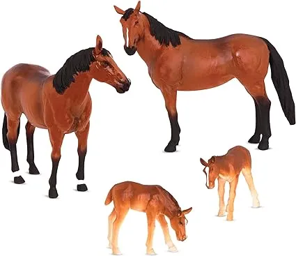 Terra by Battat - 4 Pcs Horse Toys - Realistic Horse Figurines - Plastic Animal Family Set - Farm Toys for Kids 3+ – Horse Gift & Party Favors Decorations