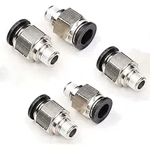 CEKER Push to Connect Air Pipe Fittings PC 3/8" Tube Od x 1/8" NPT Thread Male Straight Pneumatic Fitting Push in Quick Tube Fitting Connector 5Pack