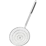 Best Utensils Asian Kitchen Stainless Steel Spider Strainer Professional Wire Skimmer with Spiral Mesh (7-Inch Strainer Basket)