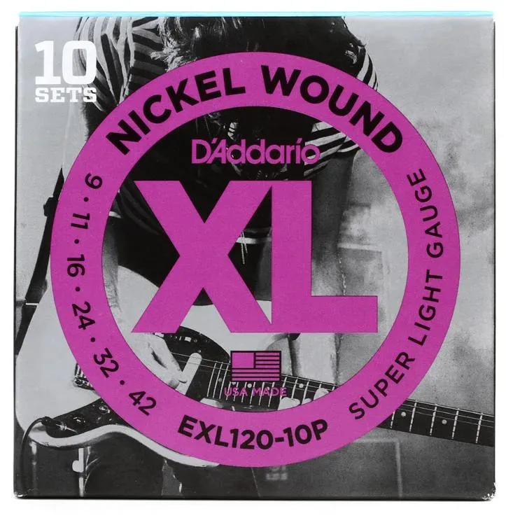 D&Addario EXL120-B25 Nickel Wound Electric Guitar Strings Super Light 9-42 25 Sets