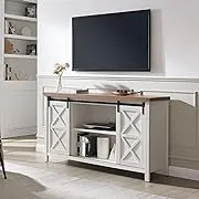 Elmwood Rectangular TV Stand for TV's up to 65" in White/Golden Oak