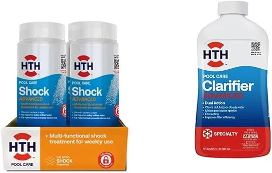 HTH 52043 Pool Care Shock Advanced, Swimming Pool Chemical Prevents Bacteria & Algae, Cal Hypo Formula, 2 lbs (2-Pack)