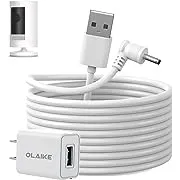 OLAIKE 5m/16ft Charge Cable with DC Power Adapter Compatible with Stick Up Cam Battery 3rd Gen/2nd Gen & Spotlight Cam Battery,Weatherproof Cable to Continuously Charge Your Camera,White