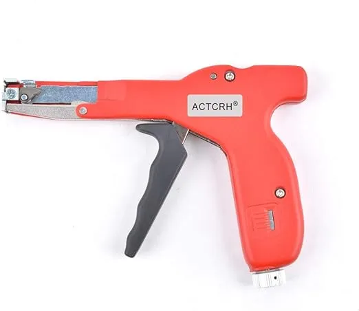 ACTCRH ACT-CT11N Cable Tie Gun for Wire Harness and Cable Bundle, Fastening and Cutting Plastic Nylon Cable Ties, Red Version