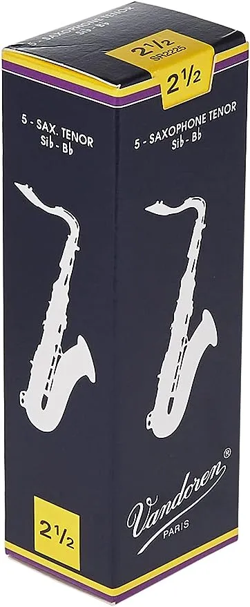 Vandoren SR2225 Tenor Sax Traditional Reeds Strength 2.5; Box of 5