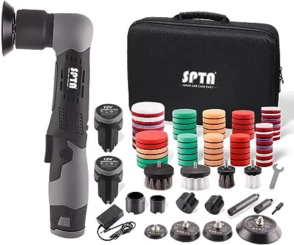 SPTA Cordless Mini Polisher, 12V Cordless Multi Polisher, Micro Cordless Scratches Killer Car Polisher RO/DA Mini Auto Machine Sets With Polishing Pad And Wool Pads for polishing, Sanding and Cleaning