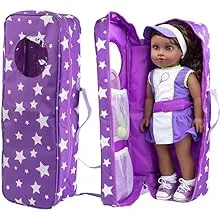 Doll Storage Carrying Case - (Purple Star) for Any 18" Doll - Organizer Storage Traveling Accessories Case w Clear Window, Zipper, and Carrying Strap, Great Birthday for Kids Girls