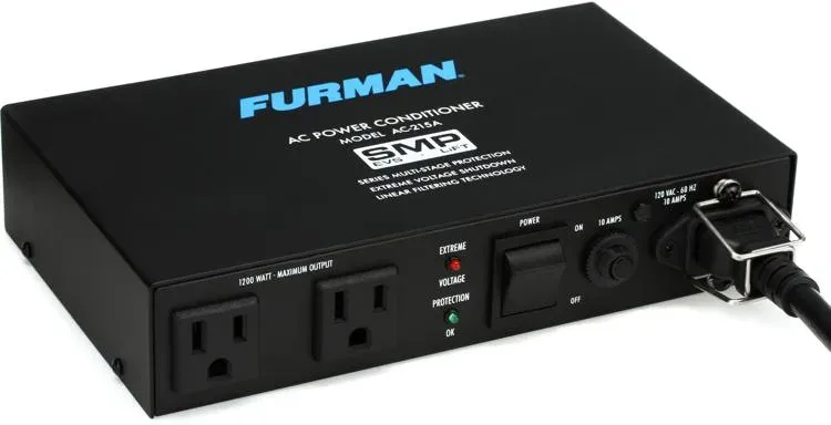 Furman AC-215A Compact Power Conditioner with Auto-Resetting Voltage Protection - Black