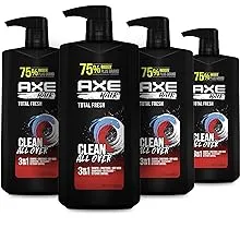 AXE 3-in-1 Body Wash, Shampoo and Conditioner - Easy Hair and Body Care for Men, Light and Fresh Scent, 28 oz (4 Pack)