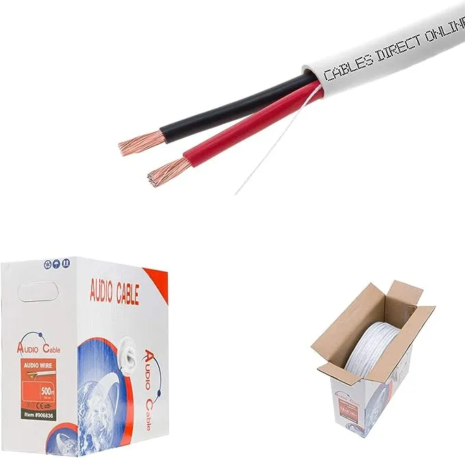 500ft 16AWG 2 Conductors (16/2) CL2 Rated Loud Speaker Cable Wire, Pull Box (For In-Wall Installation) (16AWG / 2 Conductors, 500ft)