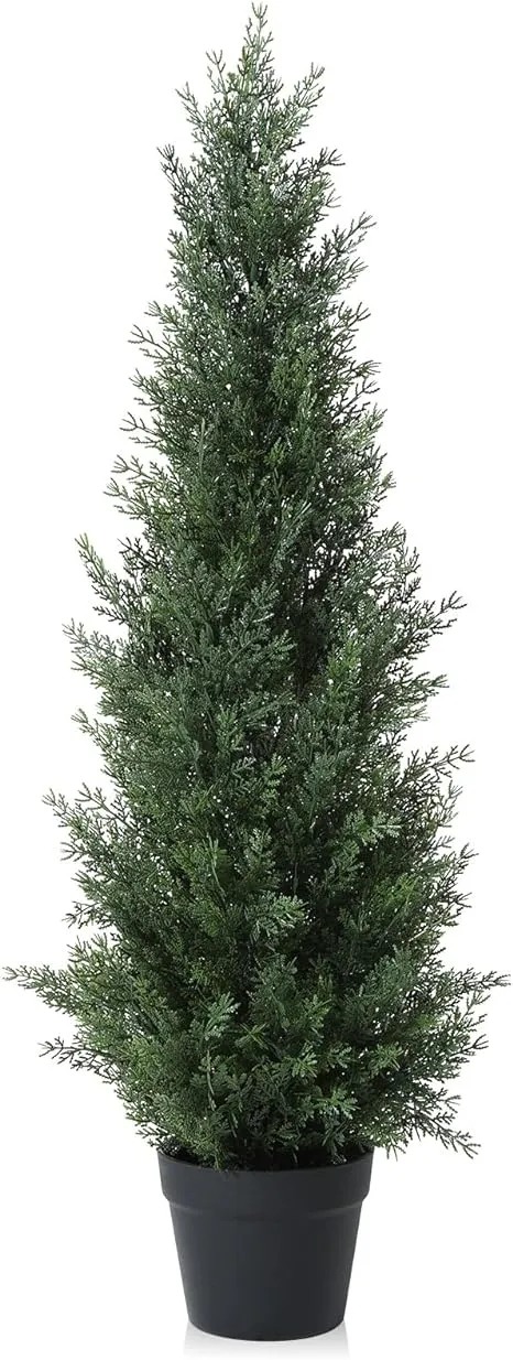 Laiwot Artificial Cedar Topiary Trees for Outdoors Potted Fake Cypress Faux Evergreen Plants for Home Porch Decor