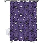 BestLives Halloween Shower Curtain 48 x 72 Inches Haunted Mansion Ghost Purple Bath Curtain Waterproof Polyester Fabric Bathroom Curtain with Hooks