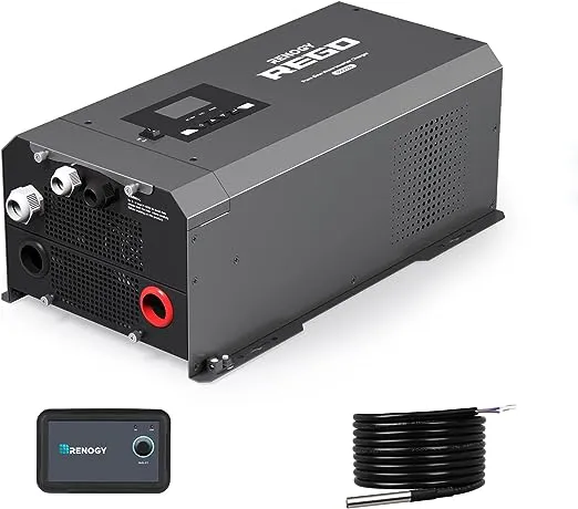 Renogy REGO 3000W Pure Sine Wave Inverter Charger w/LCD Display 12V DC to 120V AC Built-in Bluetooth 4-Stage Charging