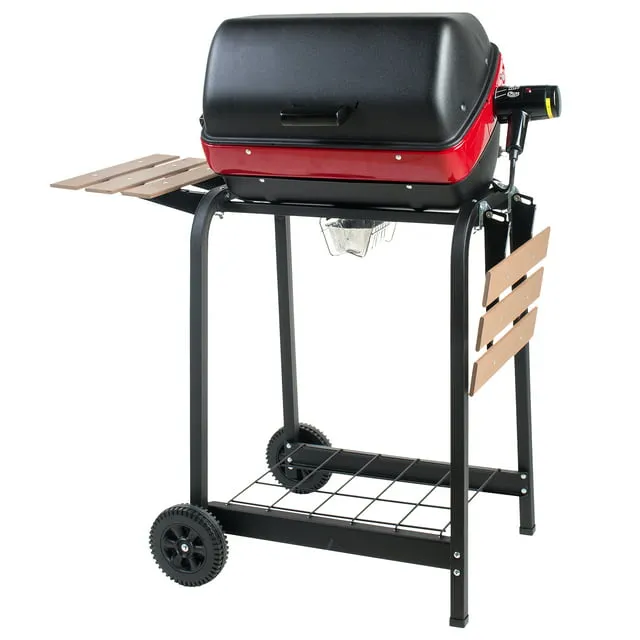 Americana 9325U8.181 Portable Electric Cart Grill with Two Folding Tables, Red