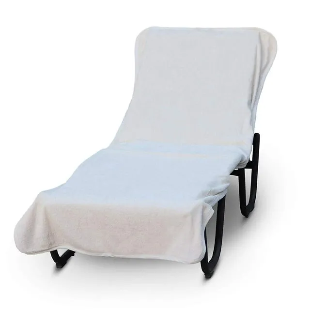 Luxury Hotel & Spa Towel Pool Chair Cover 100% Cotton, Soft Ring-Spun Cotton,Standard Size 90" X 29"(Plain, White)