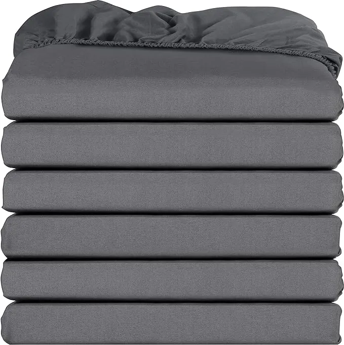 Utopia Bedding Twin XL Fitted Sheets - College Dorm Room Essentials - Bulk Pack of 6 Bottom Sheets - Soft Brushed Microfiber - Deep Pockets, Wrinkle, Shrinkage & Fade Resistant - Easy Care (Grey)