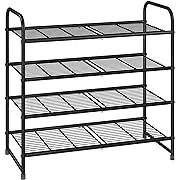 4Tier Stackable Shoe Rack Expandable &amp; Adjustable Shoe Organizer Wire Grid Black