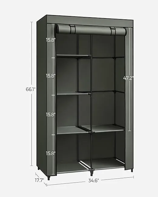 Portable Closet with 6 Shelves Dark Blue