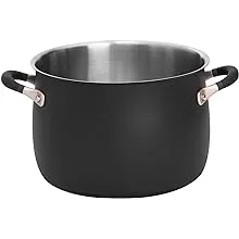 Meyer Stainless Steel Medium Stockpot | 6.5 Quart Stock Pot | Induction Pot | Dishwasher Safe | Oven Safe | Matte Black with Silicone Handles | Accent Series Cookware | 24cm / 6.2L / 6.5 qt