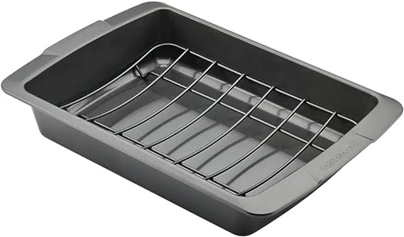 Bakeware Nonstick Roaster With U-rack In Gray