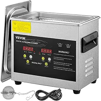 VEVOR 3L Upgraded Ultrasonic Cleaner (200W Heater,120W Ultrasonic) Professional Digital Lab Ultrasonic Parts Cleaner with Heater Timer for Jewelry Glasses Parts Cleaning