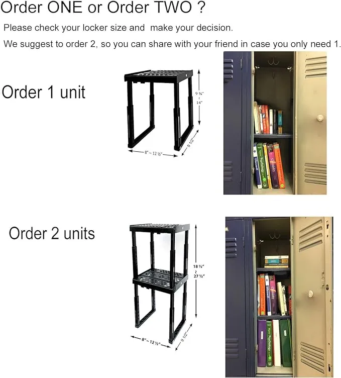 Tools for School Height & Width Adjustable Locker Shelf - Strong ABS Plastic - Width Adjusts from 8"-12.5" & Height Adjusts from 10"-14" - Patented Design - Beware of Cheap IMITATIONS - (Magenta)