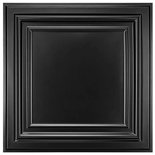 Art3d PVC Ceiling Tiles, 2'x2' Plastic Sheet in Black (12-Pack)