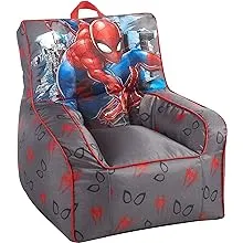 Idea Nuova Marvel Spiderman Toddler Nylon Bean Bag Chair with Piping & Top Carry Handle, Large