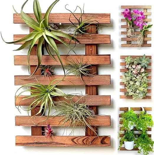 Wall Planter – Wooden Hanging Planter for Indoor Plants, Air Plant Succulent Holder Hanger, Vertical Garden, Wall Decor for Living Room, Room Decor