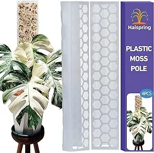 Plastic Moss Pole 4 Pcs Plant Stakes Extending to 62 Inch for Training Indoor Climbing Plants Such as Monstera to Grow Upwards-Use Plant Support Poles Work with Sphagnum Moss or Other soils